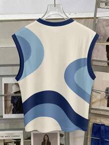 Manfinity Joysei Men's Summer Colorblock Print Round Neck Tank Top - Blue - View 4