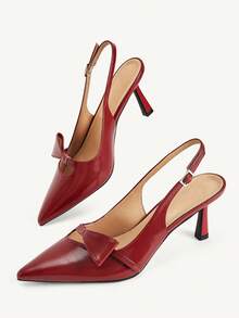 CUCCOO CHICEST Spring And Autumn Ladies Bow Elegant Dating High Heels - Burgundy - View 4