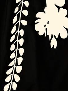 SHEIN Franclia 時尚女款散花印花裙，輕盈度假散花印花裙；彈性腰帶，扭結腰部設計。時尚新款散花印花女裙，A字傘裙。 - 彩色 - 查看 6