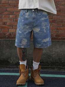 DAZY Men's Solid Blue Denim Shorts, Summer - Blue - View 5