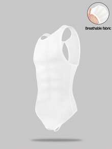SHEIN DrisQ Men's Backless Hollow Mesh Tank Top Jumpsuit Sexy Lingerie - White - View 1