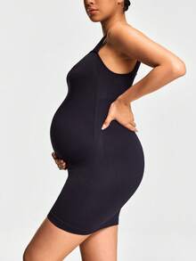 SHAPORA Seamless Maternity Mid Thigh Bodysuit Pregnancy Shapewear Body Shaper Butt Lifter With Adjustable Straps-Accommodate Growing Tummy&Waist - Black - View 6