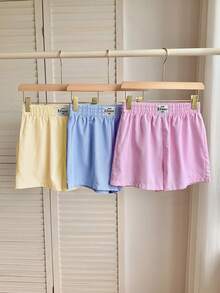 SHEIN EZwear Set de 3 pantalones cortos a rayas y en bloques de color para tallas grandes - Multicolor - Ver 5