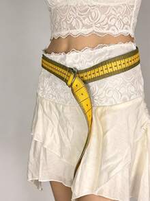 superFUNNYmarket 1/2Pcs Streetwear Measuring Tape Belt, Yellow Double D-Ring Buckle Waist Belt, Adjustable Woven Fashion Belt With Metal Tip Tail,Creative & Quirky Birthday Gift,For Boyfriend, Girlfriend,Friends - Multicolor - View 5