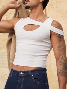 FeverCity Camiseta casual de unicolor versátil para uso diario para hombres - Blanco - Ver 5