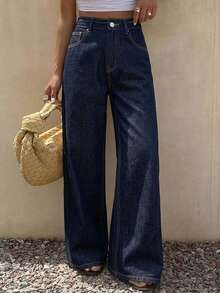 DAZY Women's Loose Casual Straight Leg Jeans, New Summer Style - Blue - View 4
