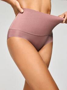 SHAPORA Women's Solid Color High Waist Shaping Briefs - Dusty Pink - View 7
