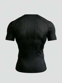 GymBeat Men's Geometric Print Raglan Short Sleeve Sports T-Shirt, Gym - Black - View 2