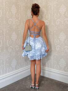 Glamine Charm Women's Strapless Vacation Slip Dress, Flowy Double-Layer Beach Party Dress Blue Light Summer Romantic - Baby Blue - View 2