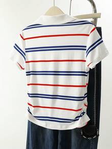 Franclia Women's Summer Casual Striped Short Sleeve T-Shirt - Multicolor - View 2