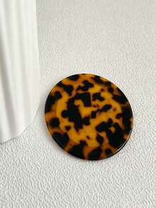 Haus Hana 1pc Dongdaemun Stylish Vintage Acetate Geometric Compact Mirror, Portable Round Makeup Pocket Mirror - Multicolor - View 5