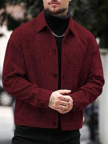 Manfinity CasualCool 男士素色襯衫領單排扣休閒日常百搭夾克外套 - 彩色 - 查看 4