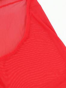 SHEIN DrisQ Men's Sheer Mesh Tank Top Jumpsuit Sexy Lingerie - Red - View 5