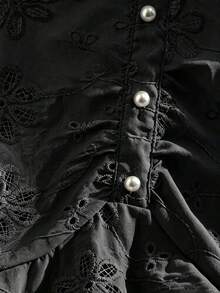 GlowEve 女款刺繡面料鏤空度假襯衫 - 黑色 - 查看 5