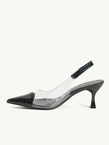 CUCCOO CHICEST Women's Red Pointed Toe Splicing Transparent High Heel Pumps Spring Shoes Spring Break Easter Prom Heels For Christmas Valentine's Day - Graphite Black - View 6