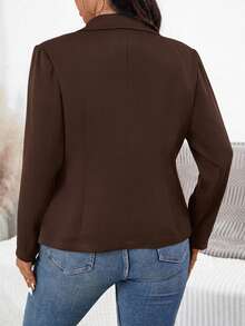 SHEIN PETITE CURVE 小碼大尺碼女款秋冬新款時尚休閒西裝外套 - 棕色 - 查看 2