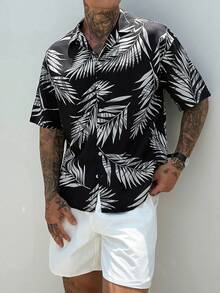 DAZY Men's Long Sleeve Top And Shorts Beach Outfit, Floral All-Over Print Vacation Summer - Multicolor - View 7