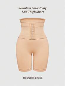 SHAPORA Women's Solid Color High Waist Slim Fit Tummy Control Shapewear Bottom - Beige - View 7