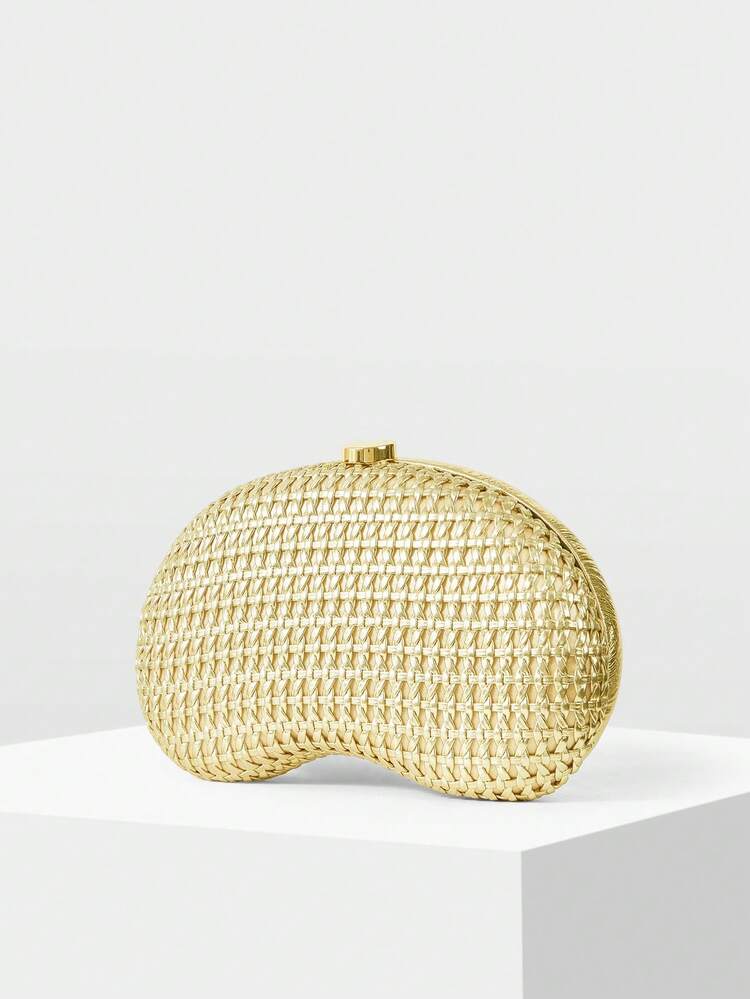LADIES FASHION GOLD HOLLOW WOVEN CLUTCH BAG, EXQUISITE SHINY PARTY DINNER BAG, SUITABLE FOR VACATION, PARTY, PARTY, WEDDING, DRESS MATCHING