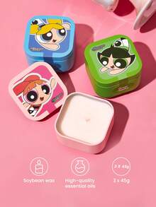 THE POWERPUFF GIRLS X SHEIN 小女警馬口鐵氛圍香氛蠟燭 - 水蜜桃+海鹽荔枝+青蘋果 - 查看 3