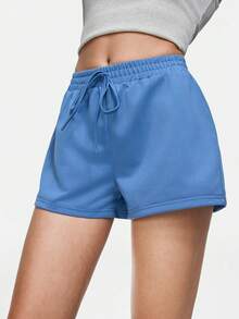 SHAPORA Women's Solid Color Waist Tie Casual Pajama Shorts - Blue - View 5