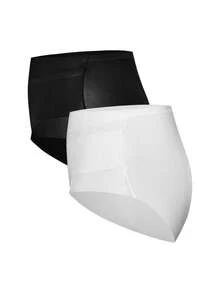 SHAPORA 2pcs/Set Women's Casual Comfortable Seamless Solid Color Ultra-Thin Fabric Shaping Briefs - Multicolor - View 15