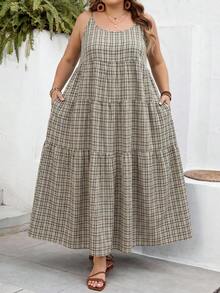 SHEIN CURVE+ 大尺碼 US22 音樂節海邊度假波希米亞風女款印花細肩帶洋裝，適合夏季海灘度假、沙灘罩衫、夏季穿搭 - 彩色 - 查看 6