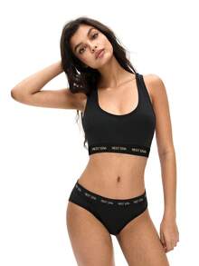 EasyFave 3pcs/Set Women's Fashionable Letter Printed Bras - Multicolor - View 4