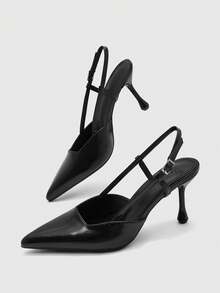 CUCCOO BIZCHIC Elegant, Simple And Generous, Fashionable And Versatile, Casual Workplace Commuter Women's Rear Empty High-Heeled Shoes - jet black - View 7