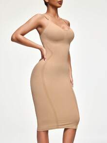 SHAPORA Vestido de control de cintura y abdomen con tirantes ajustables - Prenda interior moldeadora sin costuras - Albaricoque - Ver 3