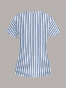 PopScrub Blusa de uniforme de enfermería con estampado de rayas para mujer, adecuada para niños, hospital de mascotas - Multicolor - Ver 2