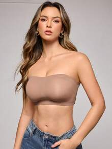 SHAPORA Women's Wireless Bra With Removable Pads - Khaki - View 4