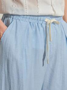 VeloEdit Men's Solid Color Drawstring Waist Pocket Casual Versatile Daily Wear Pants, Holiday Old Money Summer Vacation Style Gift And - Mint Blue - View 7