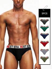 EasyFave 7pcs/Pack Men's Letter Waistband Casual Briefs Men's Thong Underwear - Multicolor - View 1