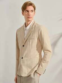 VeloEdit Khaki Men's Slim Fit Casual Blazer, Suitable For Daily Commute And Office Wear/Mens Stylish Single Button Jacket Lightweight Suit Coat Summer/Mens - Khaki - View 6