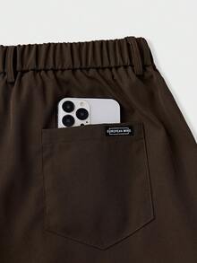 SWAVVY Men's Solid Color Pleated Wide Leg Loose Casual Long Pants - Brown - View 4