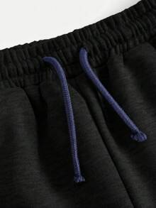 Girlism Celana Sweatpants Rajut Abu-abu Muda Longgar Kasual Serbaguna dengan Tali Serut dan Kantong, Potongan Lebar untuk Remaja Perempuan - Hitam - View 7