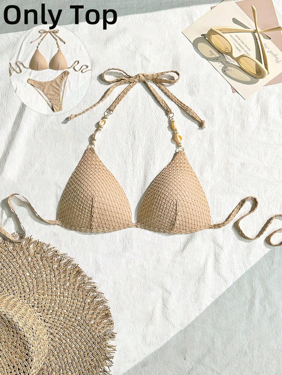 SHEIN Swim Women's Bikini Top With Baker Chain Decoration,Summer Beach