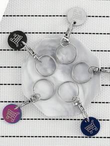 3PCS, Supermarket Shopping Cart Token, Metal Stainless Steel Keychain, Keyring Decoration With Shopping Cart Unlock Key, Keyring Accessories - Multicolor - View 4