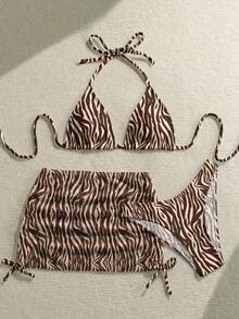 Soleia Women'S Retro Sexy Animal Print Zebra Pattern Swimwear Set, Suitable For Beach Vacation, Bikini Bathing Suits For Women Swimwears For Woman - Multicolor - View 6