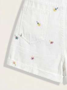 Summer Rolled-Up High-Waisted Denim Shorts - 香檳色 - 查看 5