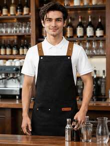 Celemek Katun Unisex dengan Kantong, Celemek Kerja dengan Tali dan Kantong Cokelat, Tersedia Berbagai Warna, Untuk Dapur, Kafe, Restoran, Barista, Tukang Roti, Koki, BBQ - MultiWarna - View 12
