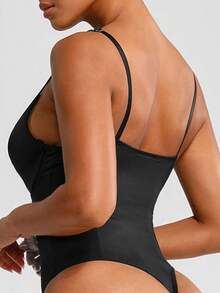 SHEIN 2pcs Women's Deep V-Neck Bodysuit For Shaping - Multicolor - View 2