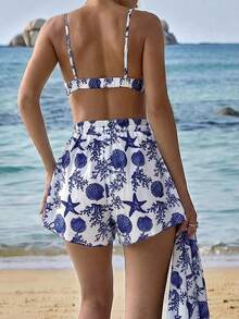 Firerie Women's Daily Elegant Tropical Beach Vacation Music Festival Fashion Leopard Print Lingerie Loose Jacket And High-Waisted Loose Shorts 3 Pieces Set - Multicolor - View 6