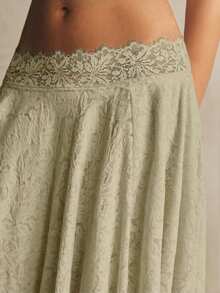 Poéselle Asymmetrical Hem Spring/Summer Women's Skirt - Olive Green - View 5