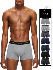 EasyFave Set de 7 piezas de bóxers tipo brief para hombres con estampado de letras - Multicolor - Ver 1
