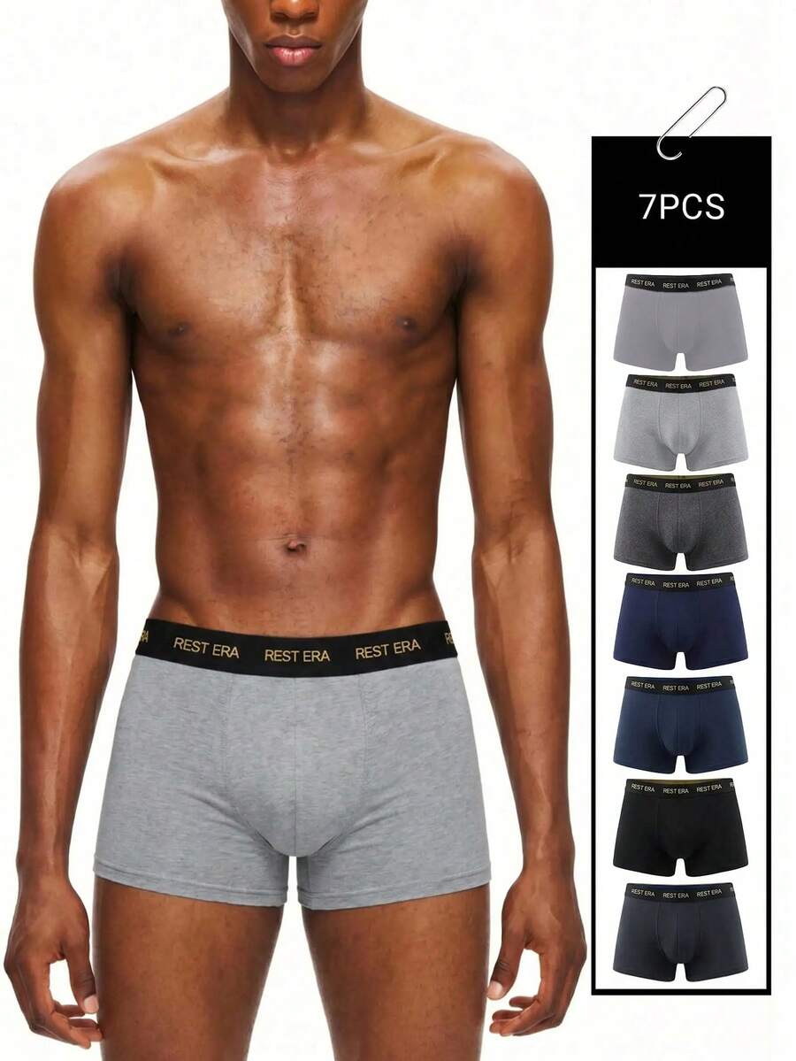 EasyFave Set de 7 piezas de bóxers tipo brief para hombres con estampado de letras - Multicolor - Ver 1