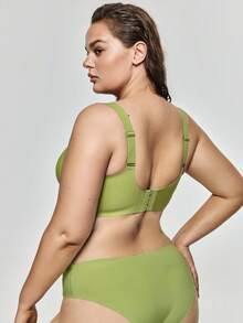 SHAPORA Plus Size Women's Seamless Jelly Strap Soft Support Bra Wireless Push-Up Bra With Molded Cups - Green - View 3