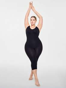 SHAPORA Plus Size Seamless Jumpsuit Full Body Shaper Bust&Butt Lifter With Adjustable Straps-Tummy Waist Thigh Control - Black - View 4