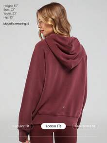 GLOWMODE Modal Silk Touch Oversized Long Sleeve Half-Zip Sweatshirt  Spring Summer - Burgundy - View 2